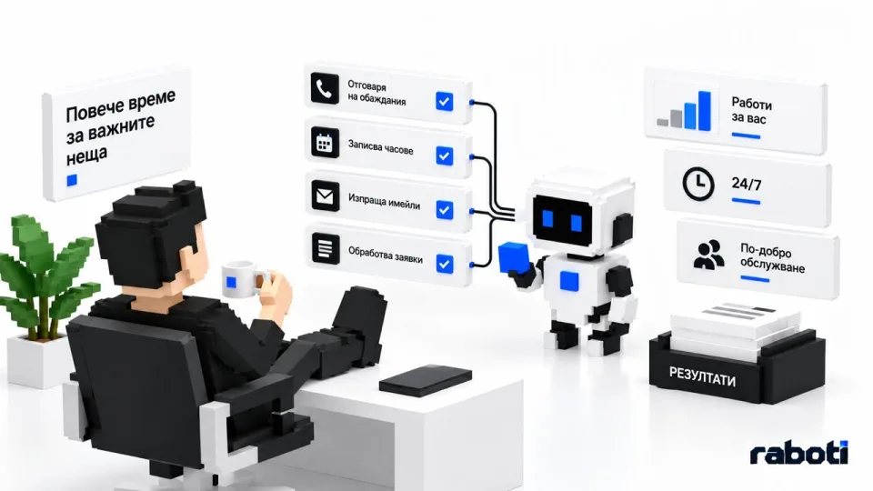 AI служител поема обаждания, записване на часове, имейли и заявки