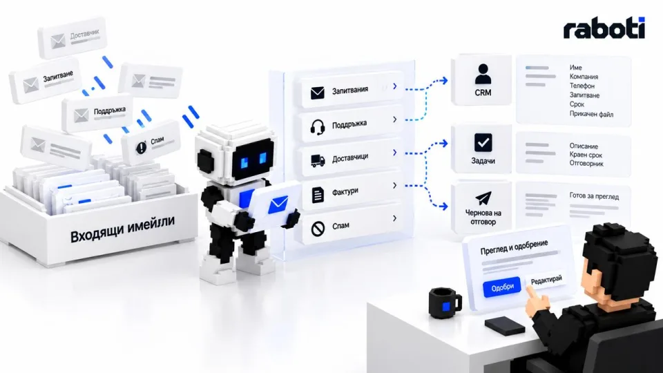AI служител сортира запитвания, поддръжка, доставчици, фактури и спам и подготвя резултата за човек